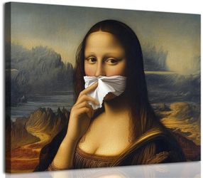 Funny Mona Lisa Bathroom Canvas Wall Art – 12 × 16”