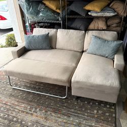 Light Beige Modern Sleeper Sofa with Chaise
