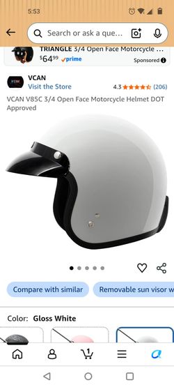 VCAN V85C XL Dot Approved 3/4 Open Face Helmet