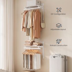 SONGMICS HOME Closet System Insert Organizer Adjustable Metal Shelving Unit - White