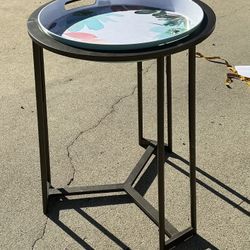 Three Legged Metal Table, Two Top Choices