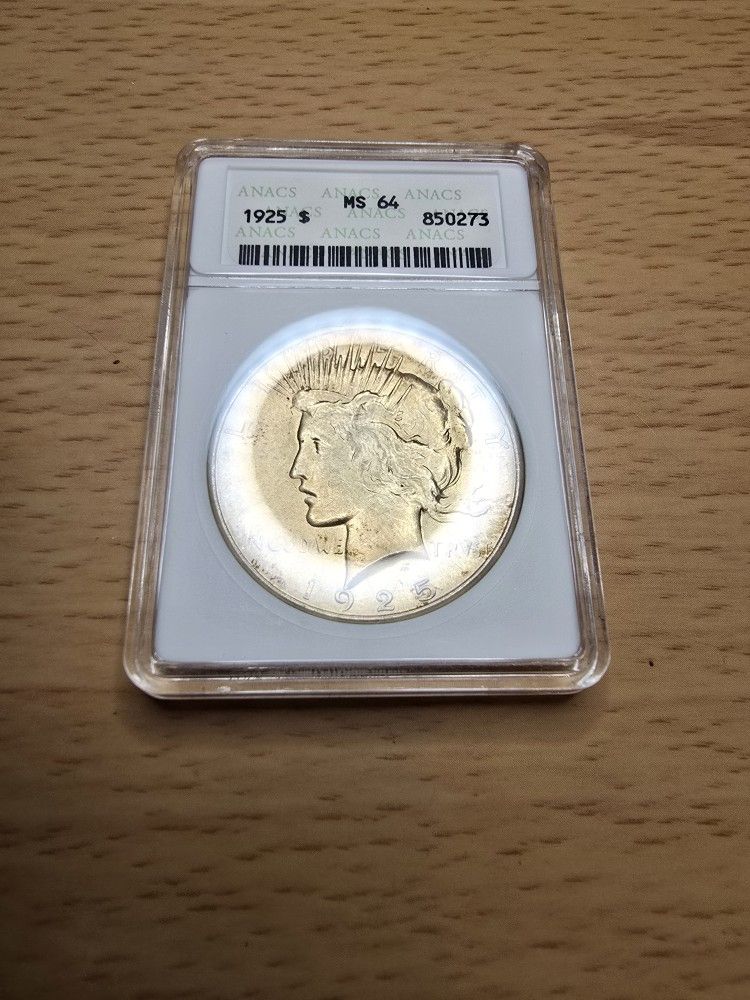 1925 Peace Dollar ANACS Soap Box