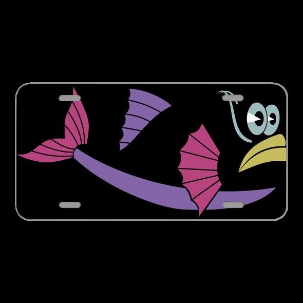 License Plate Novelty Car Front Fish Sea Life Marine Cartoon Comic