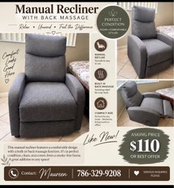 Manual small recliner with electric back massage