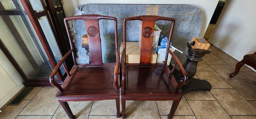 Pair of Elegant Wooden Accent Chairs