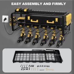  Power Tool Organizer Wall Mount, Large 3 Layer Garage Storage Shelves and Organization, Heavy Duty Metal Drill, Battery, Tools Box Holder Rack, Gifts