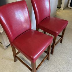 2 Red Bar Stools / Counter Chairs – Great Condition