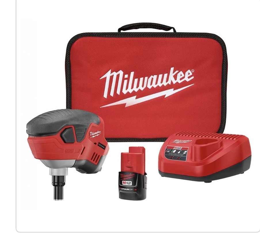 Milwaukee M12 12-Volt Lithium-lon Cordless Palm Nailer Kit with One 1.5Ah Battery, Charger and Tool Bag