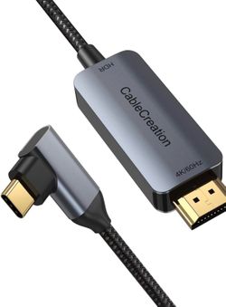 6ft Right Angle USB C to HDMI Cable 4K@60Hz HDR 18Gbps, Type‑C to HDMI Braided Adapter, Compatible with iPhone 15/16/17 Pro Max, MacBook Pro Air, iPad