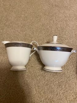 Mikasa Crown Jewel Platinum Creamer and Covered