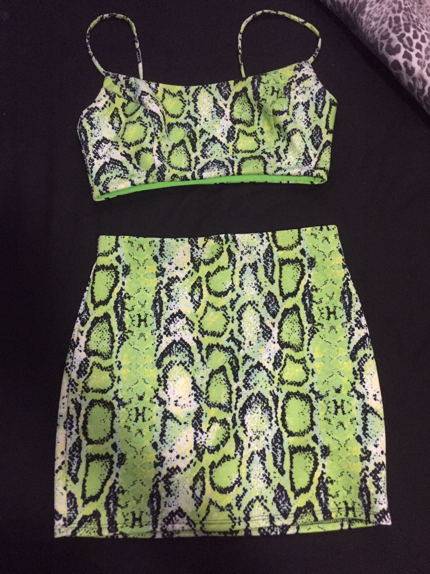 2 piece neon green outfit