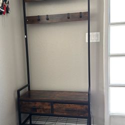 Entry Way Coat Rack And Shoe  Storage