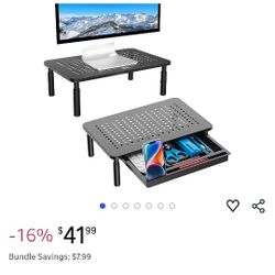 Visalia CA WALI Bundles-Monitor Stand Riser Height Adjustable and Computer Monitor Stand with Drawer