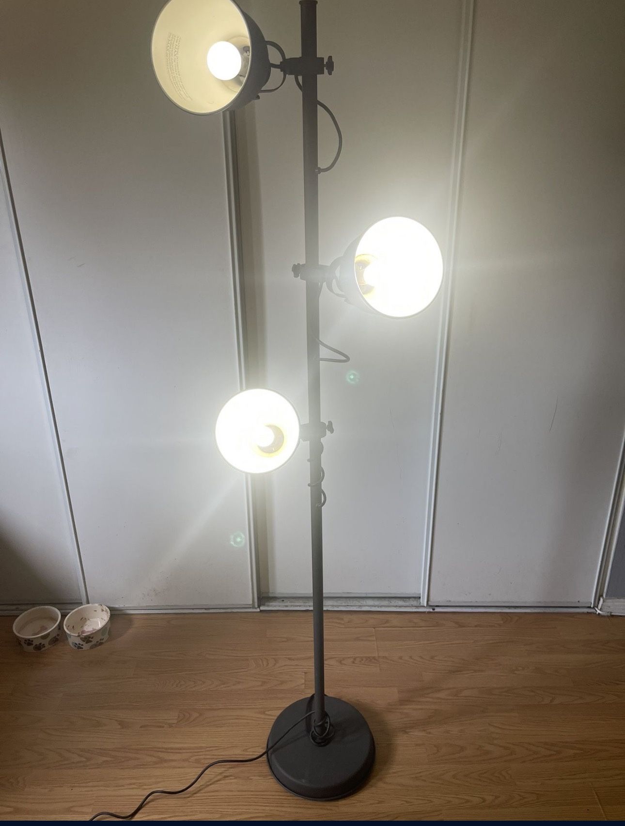 Modern Light Stand Style Dark gray, Adjustable friendly 5ft 9" Each light has its own button to turn off