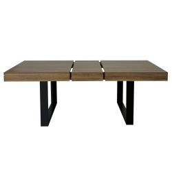 Rectangle extendable dining table for 6-10 people aged effect wood and black 160-200 cm