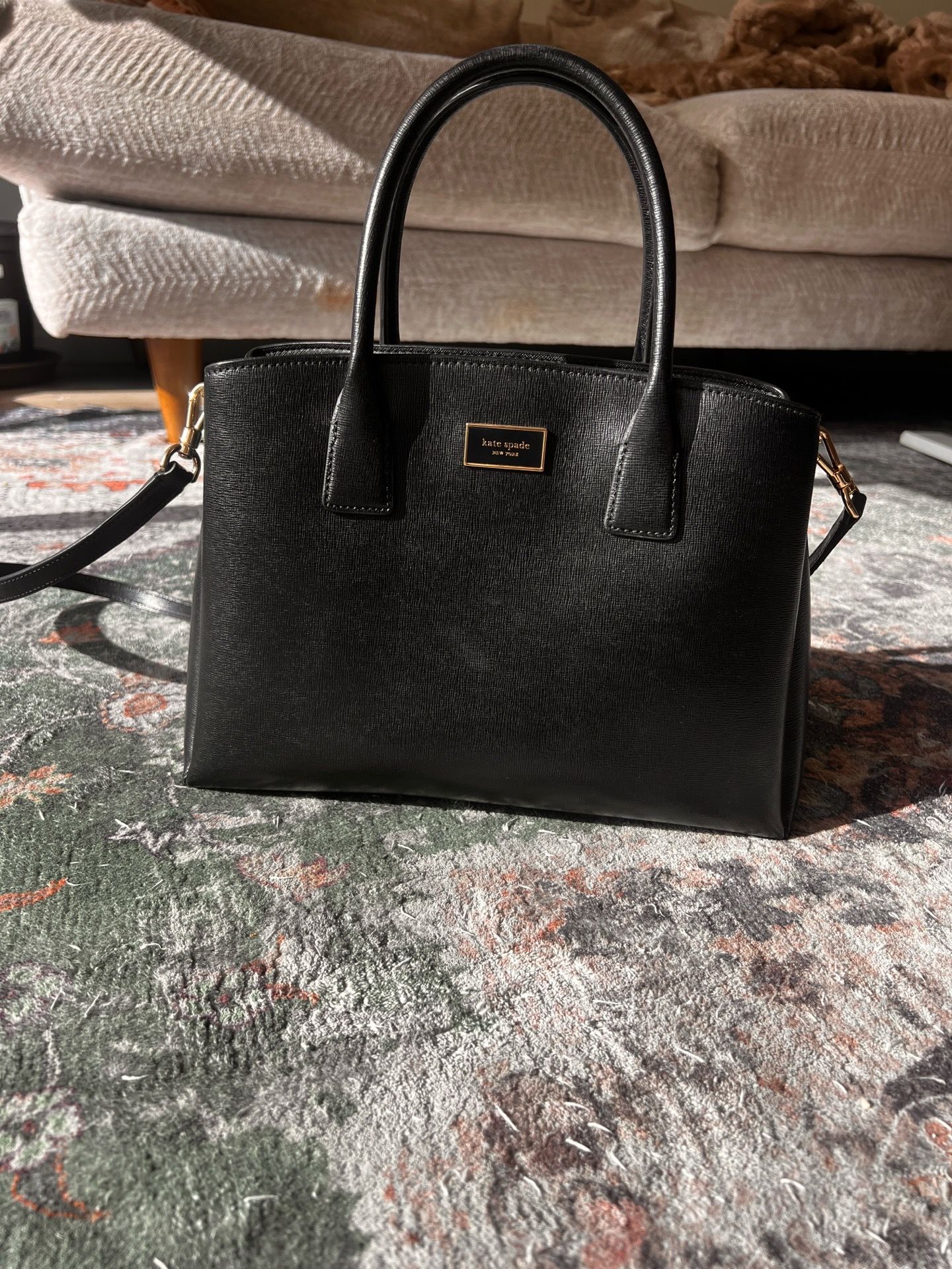 Kate Spade Black Leather Tote / Satchel โ Authentic