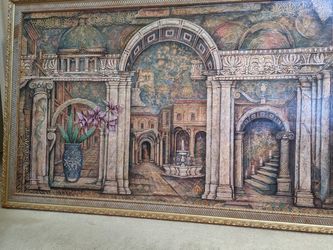 Large Artwork In Antiqued Frame