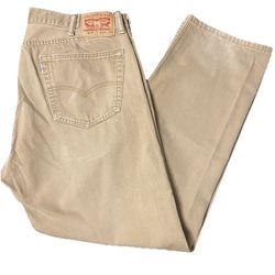 Levi's Men's 505 Regular Fit Straight White Tab Beige/Khaki Denim Jeans 38x30