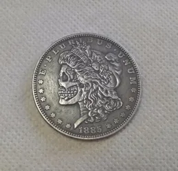 USA Hobo 1885 / 1924 Two Face Dollar Skull Zombie Skeleton Coin