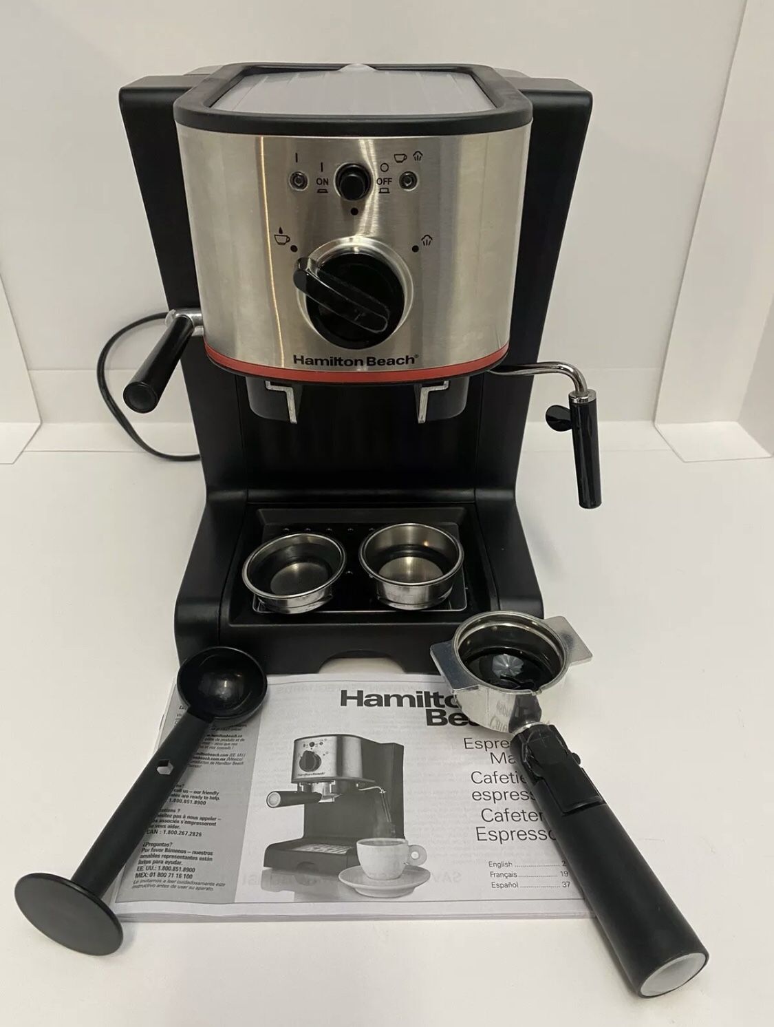 Hamilton Beach Espresso Machine Latte Cappuccino Cup 15 Bar Italian Coffee