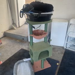 Cat Tree, 2 Liter Boxes Two Cat Bed, Cat Carrier