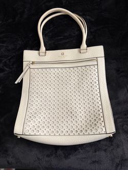 Kate Spade Cream Perforated Leather Tote Bag