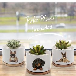 Dog Lovers Gifts Women Weiner Dog Mom, Succulent Plant Pots  Holder Dachshund Dog Planter Pots, Perfect for Birthday and Any Occasion, French Bulldog 