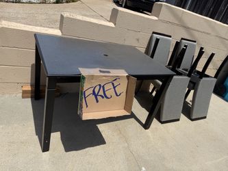 FREE (very used) Black Dining Table with 4 Gray Chairs