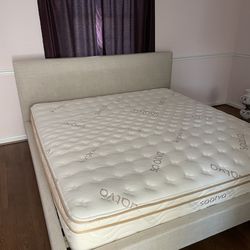 Saatva king mattress with Santorini headboard, footboard and sides