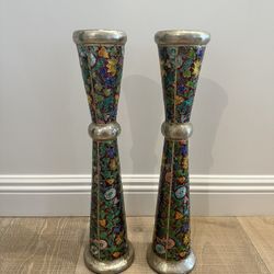  Candle Holders - Silk-wrapped