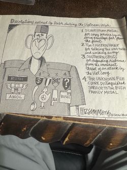 Fitzsimmons Political Cartoon Print – Bush Vietnam War