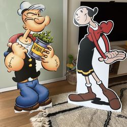 Large Standing Cartoon Popeye And Olive Oil Cut Outs.