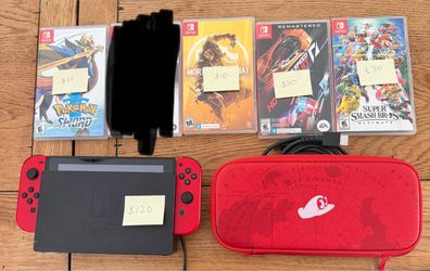 Nintendo Switch with Games and Carrying Case