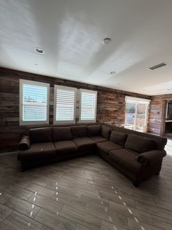 Brown L-shaped couch