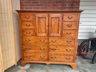 Solid Oak Tall Dresser