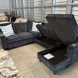 Dark Grey & Beige Huge U Shape Sleeper Pull Out Section Sofa | Free Home Delivery