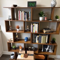 Brand new coffee table  $50bookshelf $100 and rug $75 mid century modern style! Less than two months old