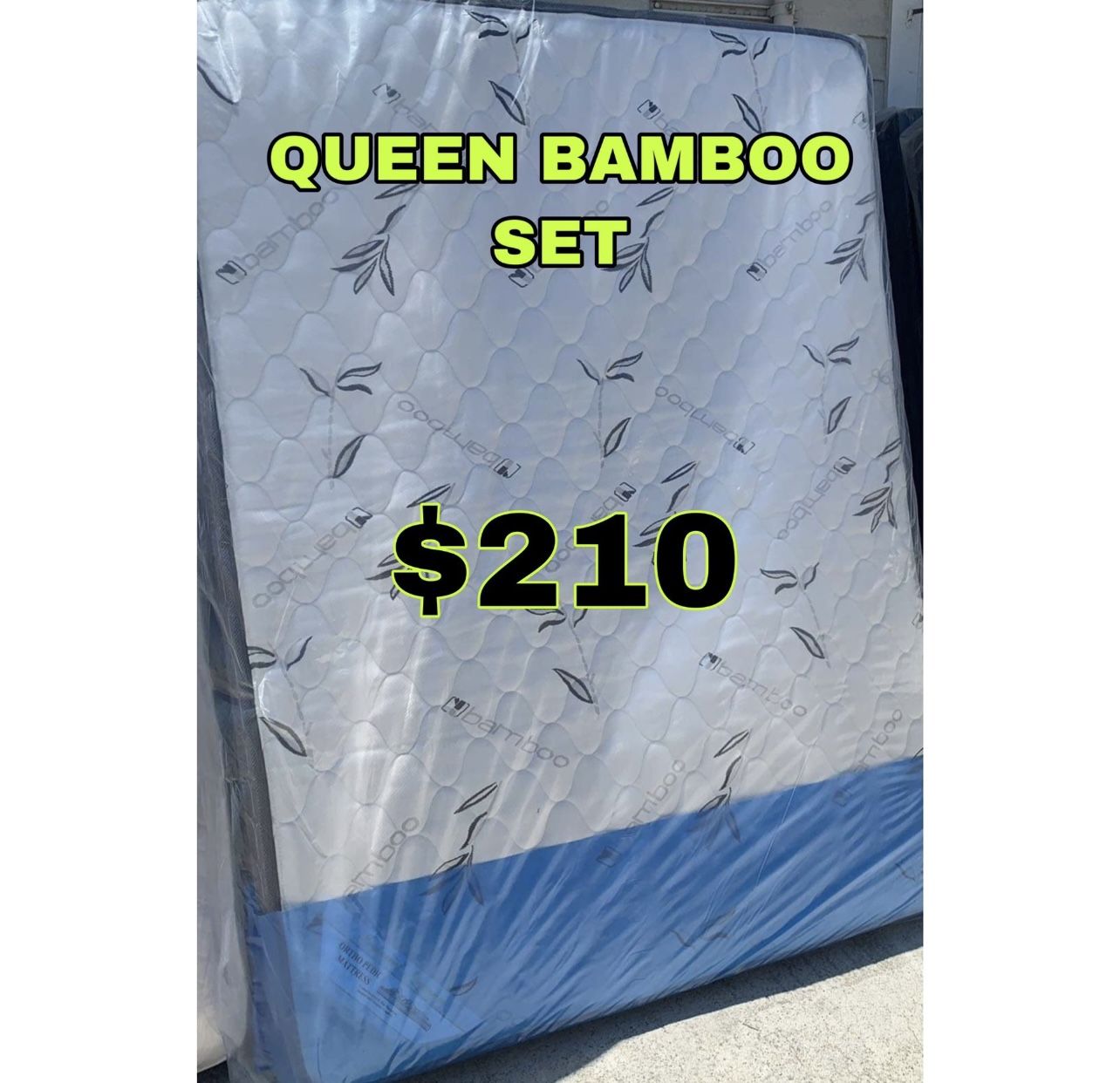 QUEEN BAMBOO MATTRESS AND BOX SPRING