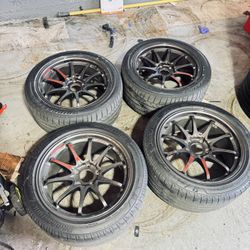 18x9.5+42 5x120 Volk Racing Ce28 With 265/40-18
