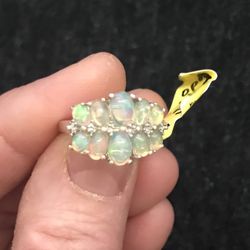 Ethiopian opal and diamond ring