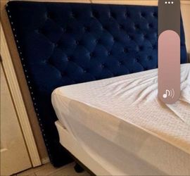 Queen Size Blue Velvet Headboad