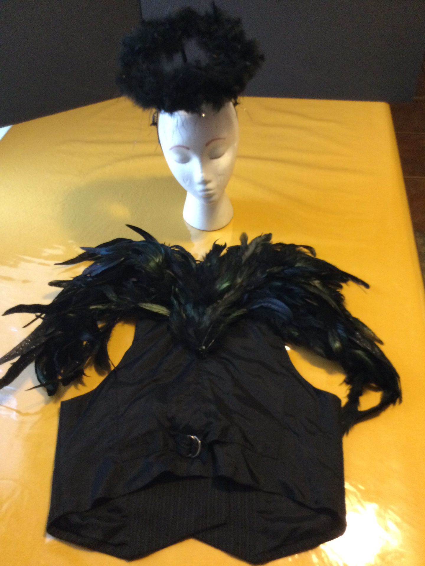 handcrafted Black Angel Costume With Halo Headband
