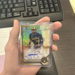 2023 Bowman Chrome Milwaukee Brewers Rookie Branlyn Jaraba Bowman First Gold Auto /50