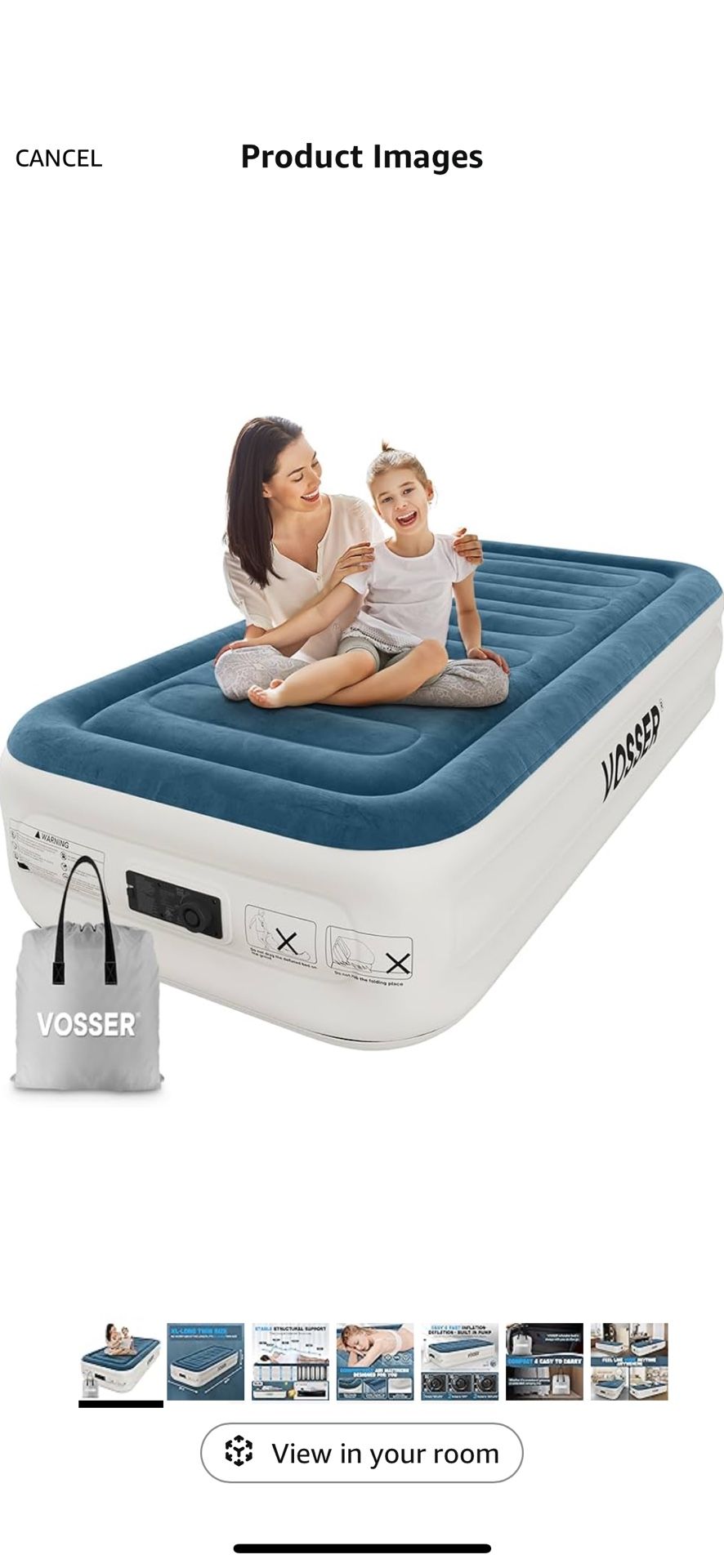 Twin Air Mattress with Built-in Pump,Fast & Easy Inflation/Deflation Inflatable Mattress, Foldable Blow Up Mattress with Storage Bag, Inflatable Bed f