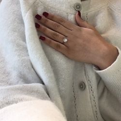 14 Karat, White, Gold, Round, Brilliant  Diamond Halo Engagement Ring