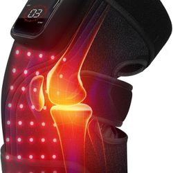 Red Light Knee Massager, 5 Light & Heat Settings, 5 Vibration Modes, 5000mAh Cordless Heated Knee Wrap, for Comfort & Relaxation