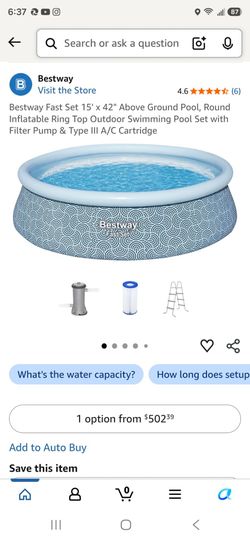 Bestway Fast Set 15’ x 42” Round Inflatable Pool Set
