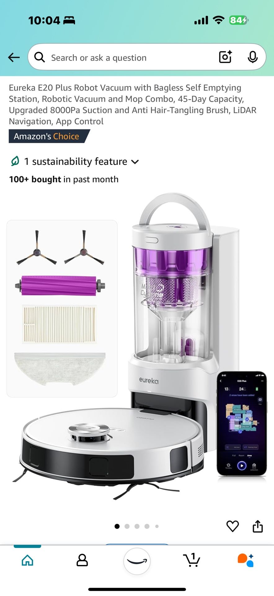 eureka e20 plus robot mop and vacuum
