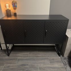 Black Metal Sideboard Storage Accent Cabinet