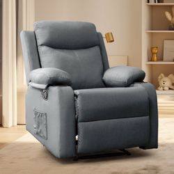 New in box-Korser Manual Small Recliner Chair with Fixed Base for Small Spaces Linen Fabric for Living Room,Light Grey